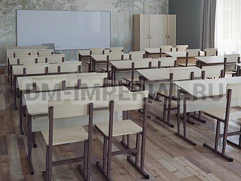 Оснащение школ, Школьные парты, Стол ученический 2-х местный регулируемый на квадратной трубе с наклонной столешницей и полкой МШ-ШП-005.2.П-Н