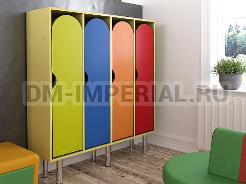 Оснащение детских садов, Шкафы, Шкаф 4-х секционный на металлических ножках стандарт ШР-003-С-4