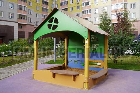 Уличное оборудование, Игровое оборудование, Детская песочница Домик МФ 1.99 МФ 1.99