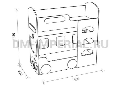 Оснащение детских садов, Кровати, Кровать 2-х ярусная Автобус КР-023
