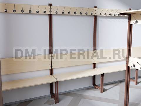 Оснащение школ, Мебель для гардеробов, Вешалка напольная со скамьей 7 мест ШМ-МР-004
