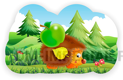 "Ежик с яблочком", резной стенд