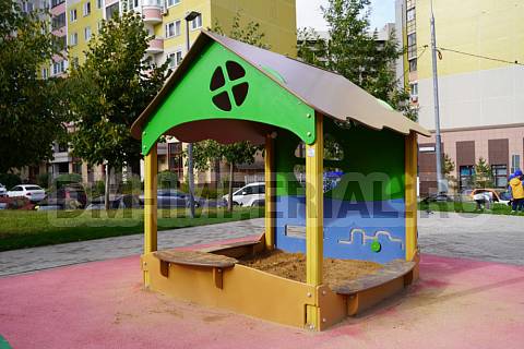 Уличное оборудование, Игровое оборудование, Детская песочница Домик МФ 1.99 МФ 1.99