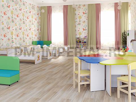 Оснащение детских садов, Кровати, Кровать ЛДСП с рисунком  КР-001-Р