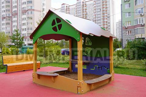 Уличное оборудование, Игровое оборудование, Детская песочница Домик МФ 1.99 МФ 1.99