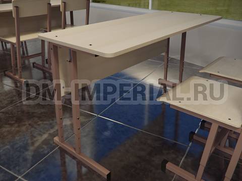 Оснащение школ, Школьные парты, Стол ученический 2-х местный регулируемый на квадратной трубе МШ-ШП-005.2
