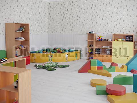 Оснащение детских садов, Мягкие модули, Сухой бассейн Угловой с рисунком ММ-СБ-025