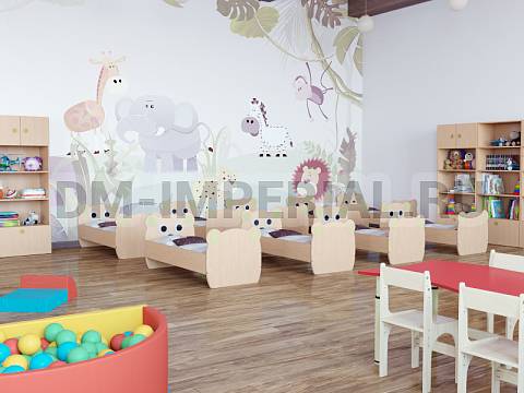 Оснащение детских садов, Кровати, Кровать ЛДСП Мишутка с рисунком КР-003-Р