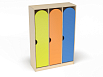 Шкаф 3-х секционный на цоколе стандарт (каркас дуб с разноцветными фасадами, Вариант 7)
