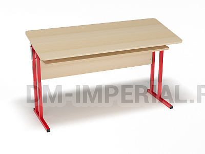 Стол ученический 2-х местный нерегулируемый на квадратной трубе с наклонной столешницей и полкой