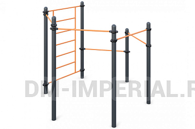 Четыре разноуровневых турника, шведская стенка и упор для отжиманий W-03-013