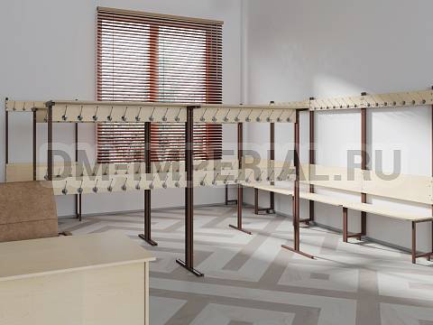 Оснащение школ, Мебель для гардеробов, Вешалка напольная со скамьей 7 мест ШМ-МР-004