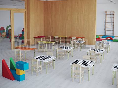 Оснащение детских садов, Столы, Стол полукруглый на регулируемых ножках СТ-013