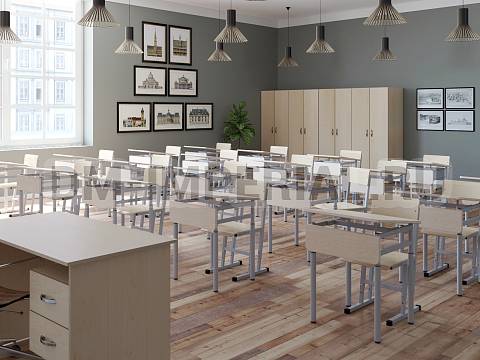 Оснащение школ, Школьные парты, Стол ученический 1-но местный регулируемый с наклонной столешницей ЭРУДИТ МШ-АШП-008.1.Н