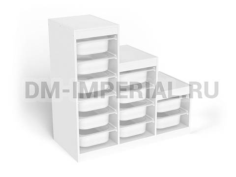 Оснащение детских садов, Шкафы, Стеллаж для хранения трехсекционный, разноуровневый, вар. 2, высота 1000 СХ-021