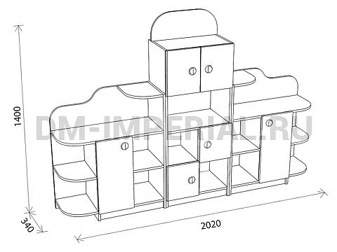 Оснащение детских садов, Шкафы, Стеллаж Антошка ШС-012
