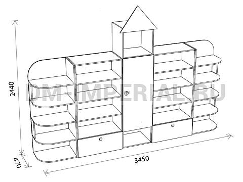 Оснащение детских садов, Шкафы, Стеллаж Теремок ШС-013