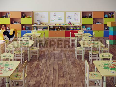 Оснащение детских садов, Столы, Стол Клубничка на регулируемых ножках СТ-037