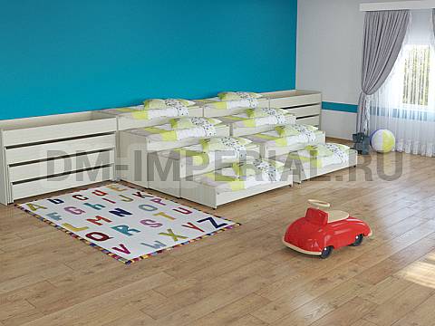 Оснащение детских садов, Кровати, Кровать 4-х ярусная выкатная КР-014