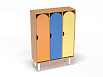 Шкаф 3-х секционный на металлических ножках стандарт (каркас бук с разноцветными фасадами, Вариант 2)