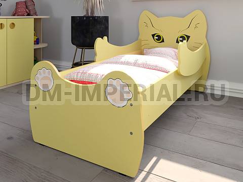 Оснащение детских садов, Кровати, Кровать ЛДСП Котенок с рисунком с лапами КР-004.01-Р-Л
