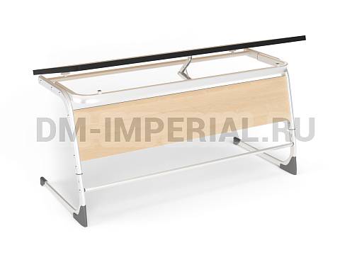 Оснащение школ, Школьные парты, Стол ученический 2-х местный регулируемый с наклонной столешницей на плоскоовальной трубе МШ-АШП-003.2.Н