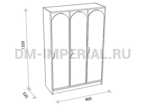 Оснащение детских садов, Шкафы, Шкаф 3-х секционный на цоколе стандарт ШР-002-С-3