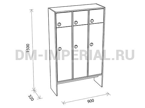 Оснащение детских садов, Шкафы, Шкаф 3-х секционный с антресолью ШР-006-3
