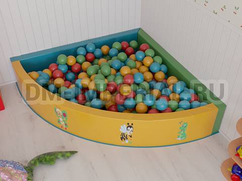 Оснащение детских садов, Мягкие модули, Сухой бассейн Угловой с рисунком ММ-СБ-025