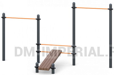 Два турника, лавка наклонная W-02-010