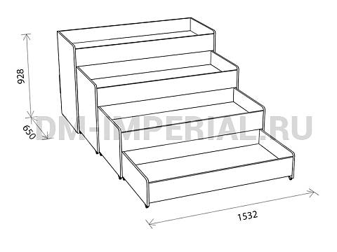 Оснащение детских садов, Кровати, Кровать 4-х ярусная выкатная КР-014