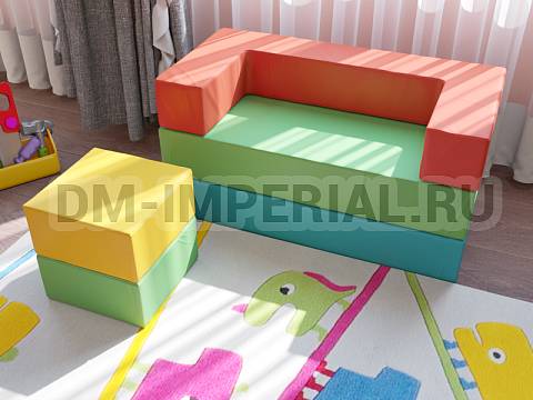 Оснащение детских садов, Мягкие модули, Комплект диван-трансформер Кузя ММ-ММ-032