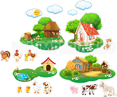 "Кто где живет. Деревня". Комплект магнитных стендов