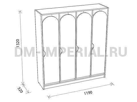 Оснащение детских садов, Шкафы, Шкаф 4-х секционный на цоколе стандарт ШР-002-С-4