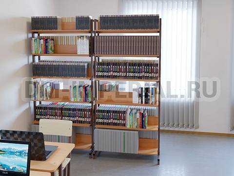 Оснащение школ, Мебель для библиотек, Стеллаж библиотечный двусторонний ШМ-МБ-007