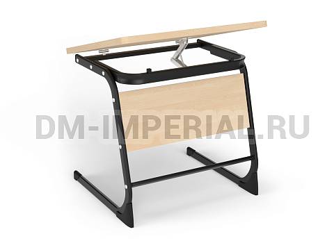 Оснащение школ, Школьные парты, Стол ученический 1-но местный нерегулируемый с наклонной столешницей на плоскоовальной трубе МШ-АШП-002.1.Н