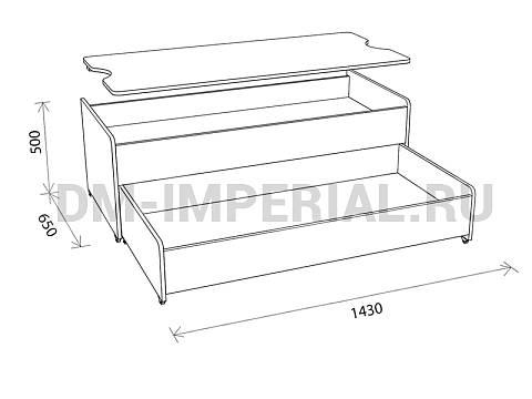 Оснащение детских садов, Кровати, Кровать 2-х ярусная выкатная с крышкой КР-012-К Оснащение детских садов, Кровати, Кровать 2-х ярусная выкатная с крышкой КР-012-К