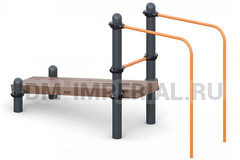 Уличное оборудование, Спортивное оборудование, Лавка для преса с брусьями W-03-007 W-03-007