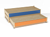 Эко-кровать 2-х ярусная выкатная (массив) (бесцветный лак с разноцветными фасадами, Вариант 4)