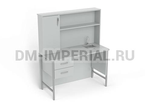 Оснащение школ, Стандарт Московская школа 2.0, Стол препараторский пристенный с сантехникой и подвесной тумбой, тип 2 ЛАБ-22.055