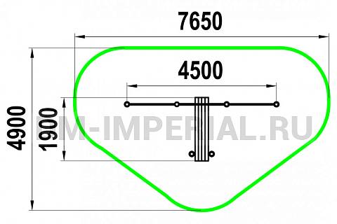 Уличное оборудование, Спортивное оборудование, Два турника, лавка наклонная W-02-010 W-02-010