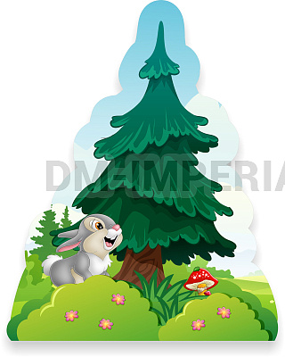 "Зайка под елкой", резной стенд