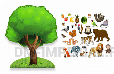 Дерево и животные, магнитный резной стенд