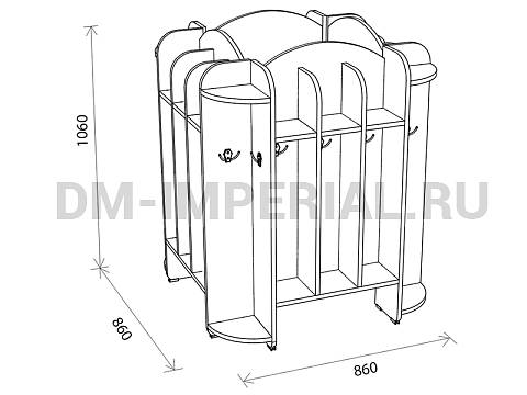 Оснащение детских садов, Шкафы, Тумба для полотенец Волна (20 мест) ШП-008-20