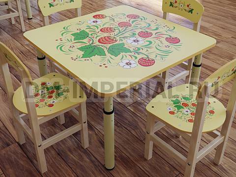 Оснащение детских садов, Столы, Стол Клубничка на регулируемых ножках СТ-037