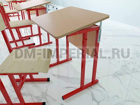 Оснащение школ, Школьные парты, Стол ученический 1-но местный нерегулируемый на квадратной трубе с наклонной столешницей МШ-ШП-001.1-Н