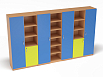 Стенка для кабинета 1 (каркас бук с разноцветными фасадами, Вариант 2)