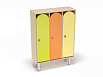 Шкаф 3-х секционный на металлических ножках (каркас дуб с разноцветными фасадами, Вариант 6)