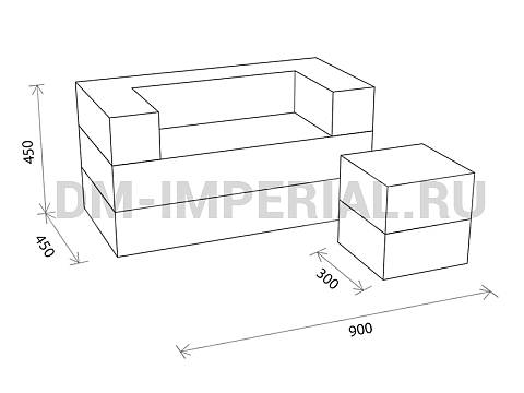 Оснащение детских садов, Мягкие модули, Комплект диван-трансформер Кузя ММ-ММ-032