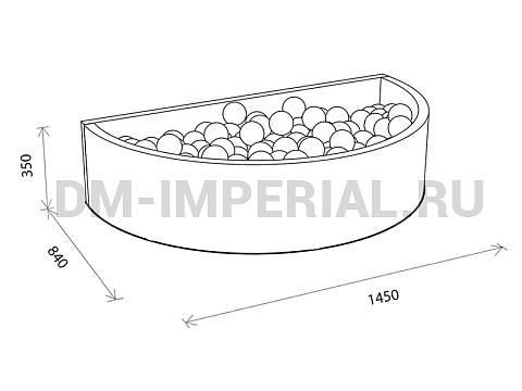 Оснащение детских садов, Мягкие модули, Сухой бассейн Полукруглый малый с рисунком ММ-СБ-013